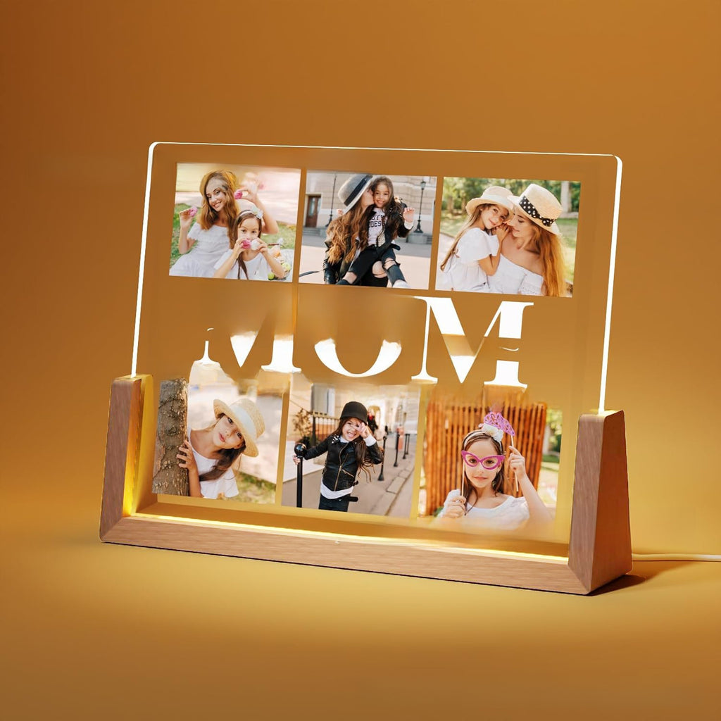 Personalized LED Photo Frame with Wood Base